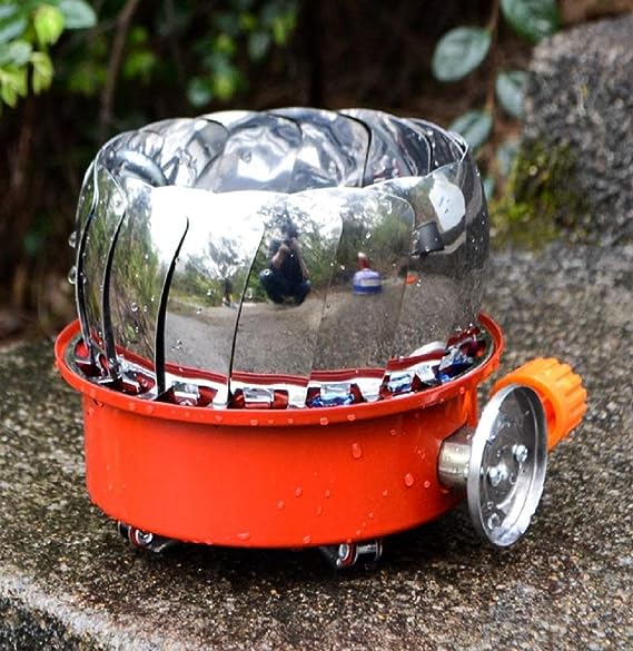 Windproof Camping Stove/موقد التخييمThere are four foldable brackets that fit various pots and pans perfectly and stably, which can be folded for easy carrying. Camping must have:- Portable and lightweight, with a bag for easy storage. It's perfect for boiling water, suitable for outdoor camping, hiking, and backpacking trips.