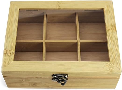 Bamboo tea box 6 compartments/ علبة شاي