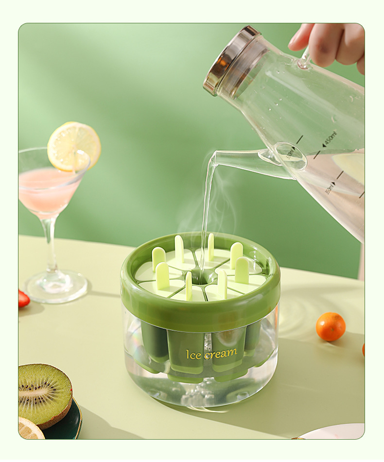 Ice Cream Popsicle Mold 8 Cavity Storage Box/قالب الآيس كريم