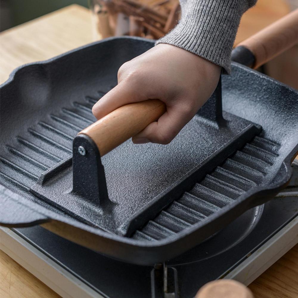 Cast Iron Non Stick Meat Grill Press/ مكواة شواء من الحديد الزهر غير لاصقة