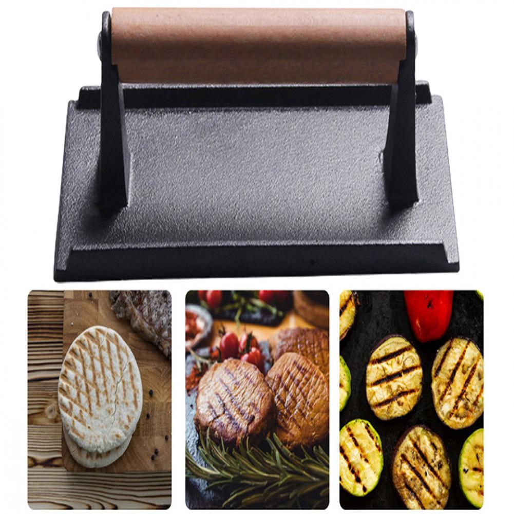 Cast Iron Non Stick Meat Grill Press/ مكواة شواء من الحديد الزهر غير لاصقة