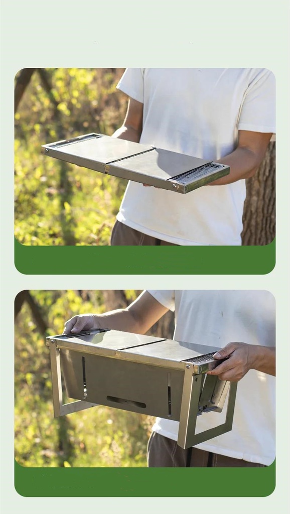 Dual-purpose folding grill Stainless steel/شواية قابلة للطي مزدوجة الغرض من الاستانلس ستيل