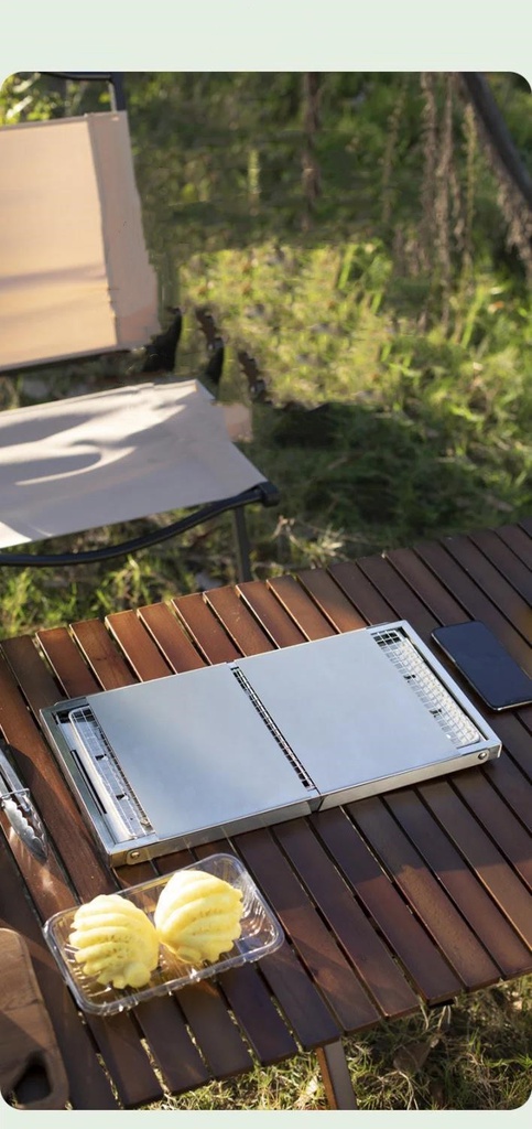 Dual-purpose folding grill Stainless steel/شواية قابلة للطي مزدوجة الغرض من الاستانلس ستيل
