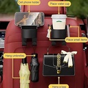 Car headrest seat hook with cup holder