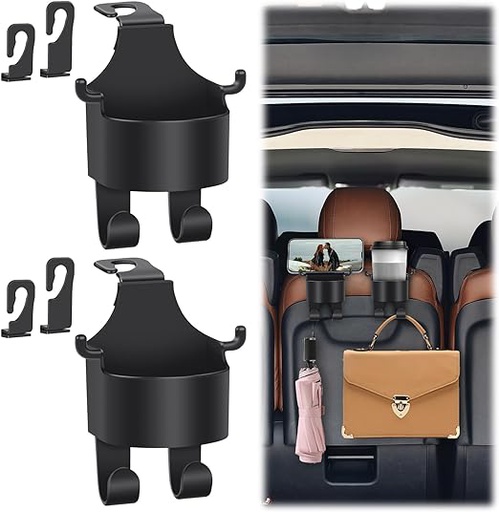 Car headrest seat hook with cup holder / علاقة السيارة